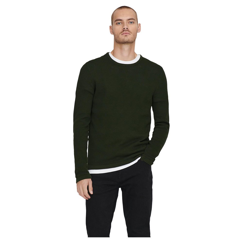 only & sons panter life 12 struc sweater vert l homme