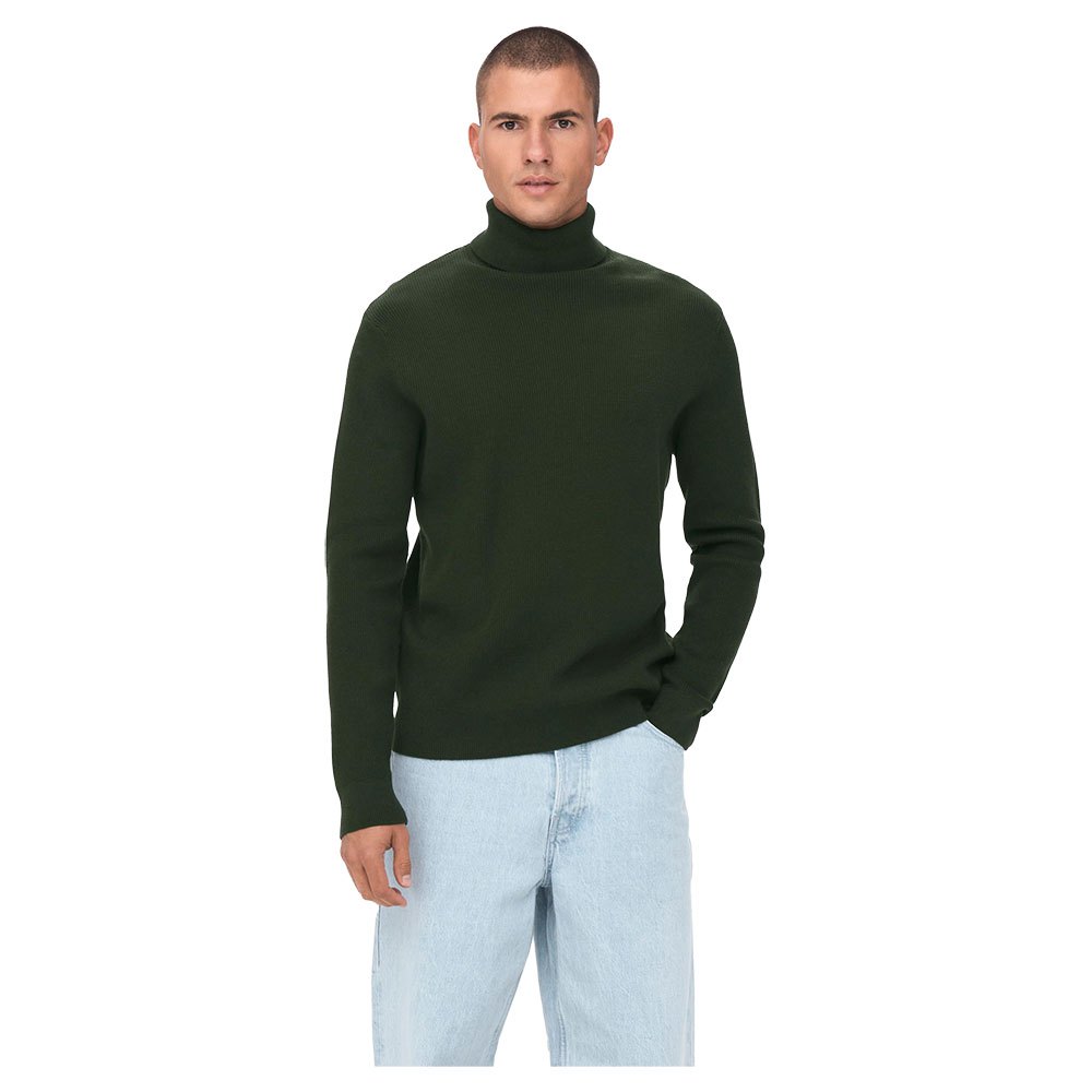 only & sons phil roll neck sweater vert xl homme