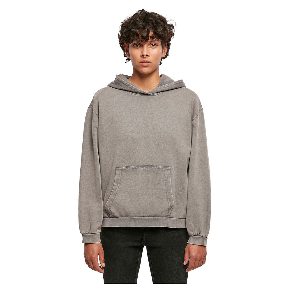 build your brand acid washed oversize hoodie gris xs femme