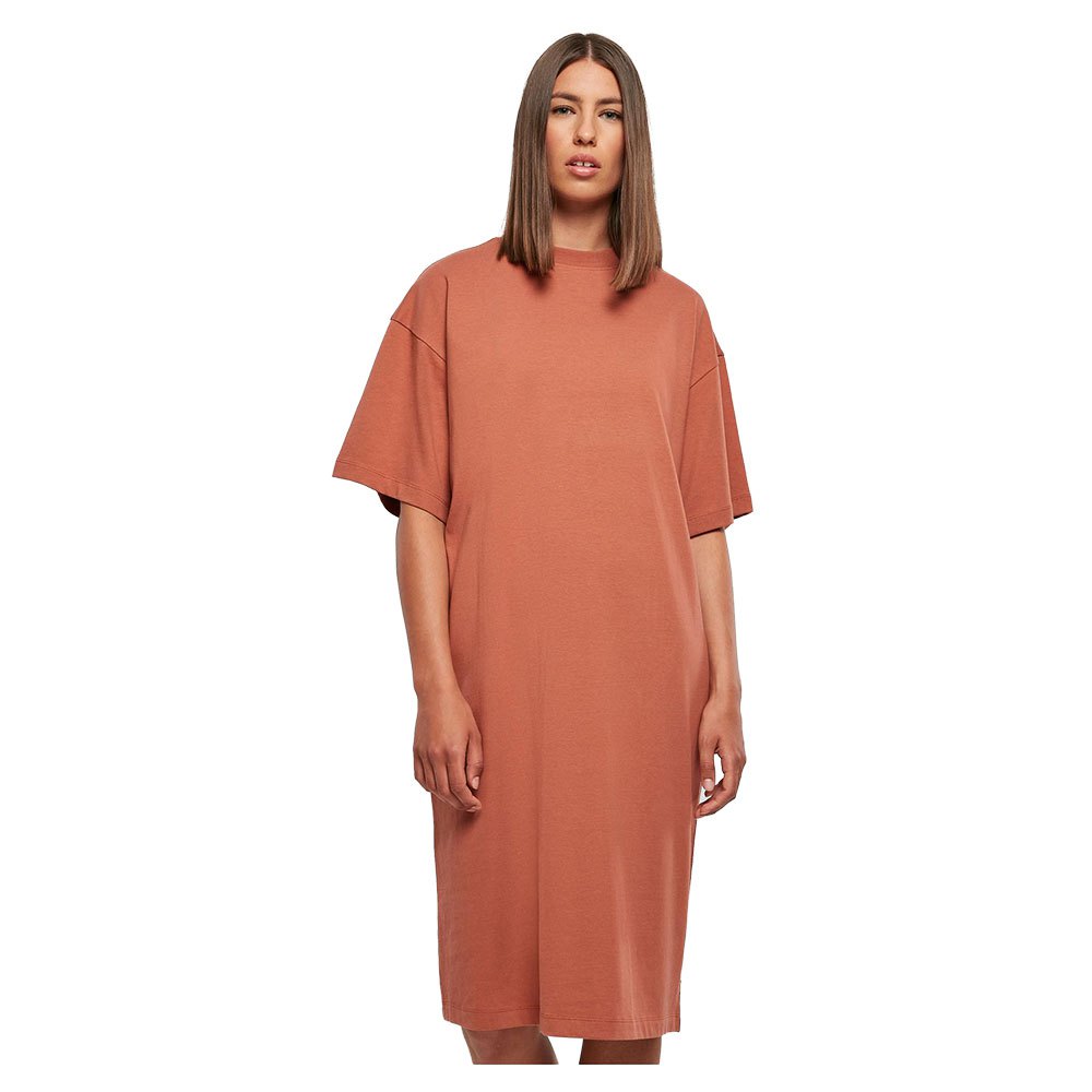 urban classics organic oversized short sleeve short dress orange 2xl femme