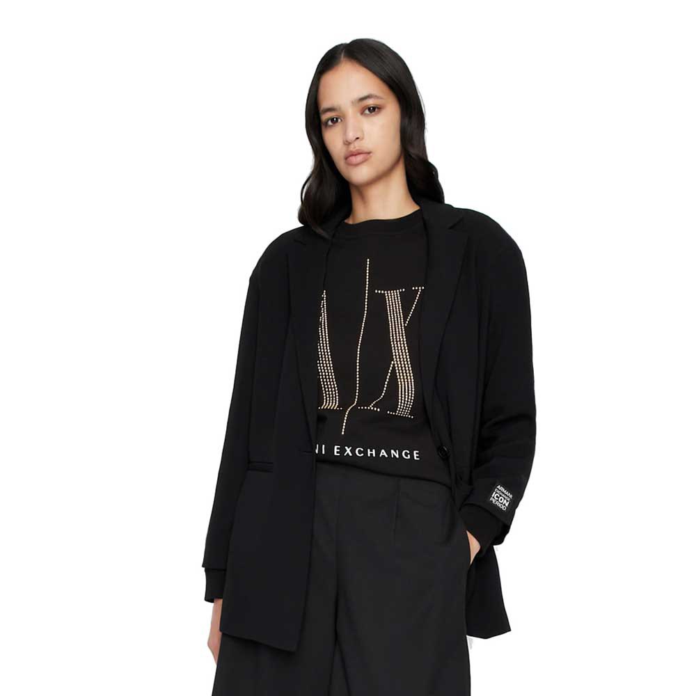 armani exchange studded logo sweatshirt noir s femme
