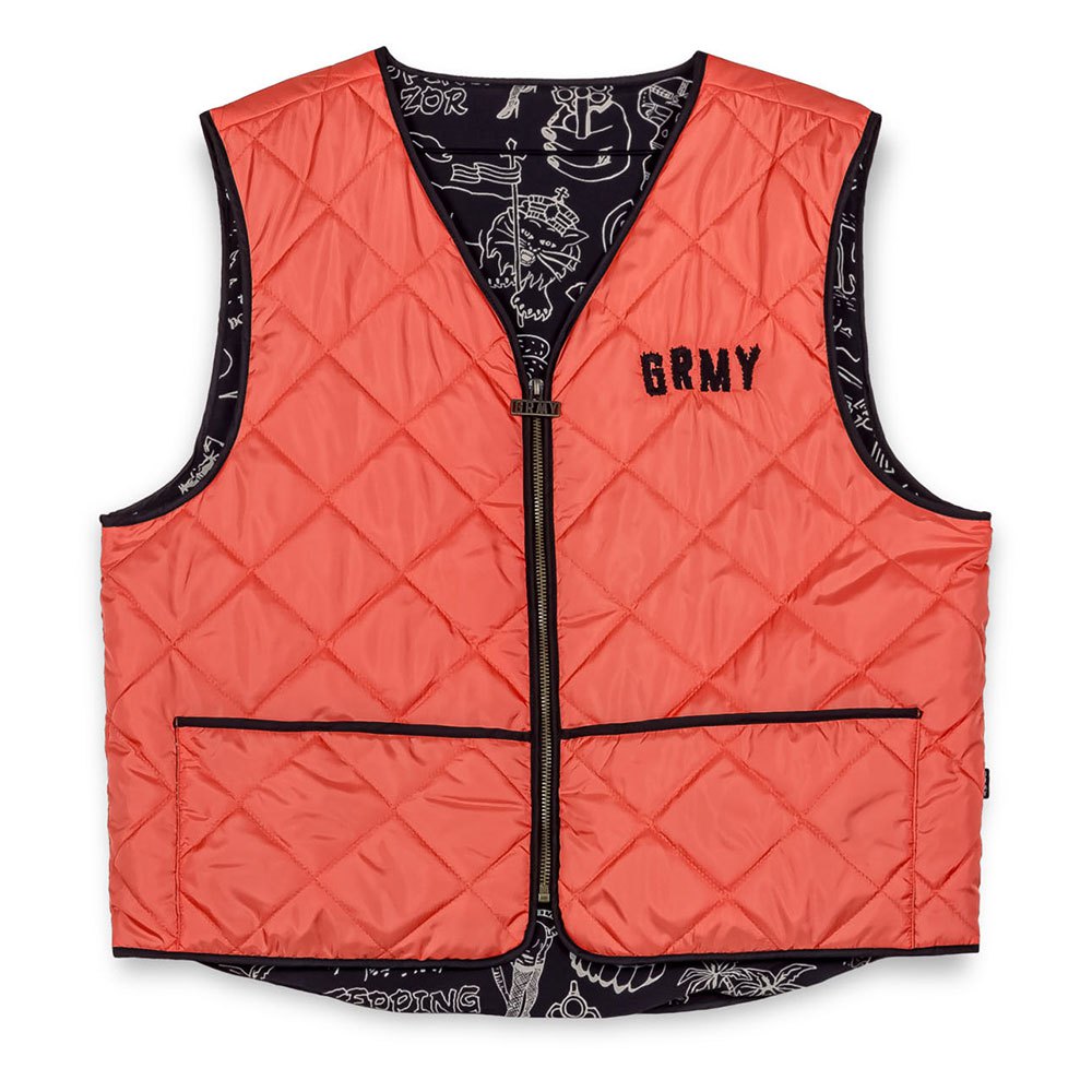 grimey the toughest quilted vest orange 3xl homme