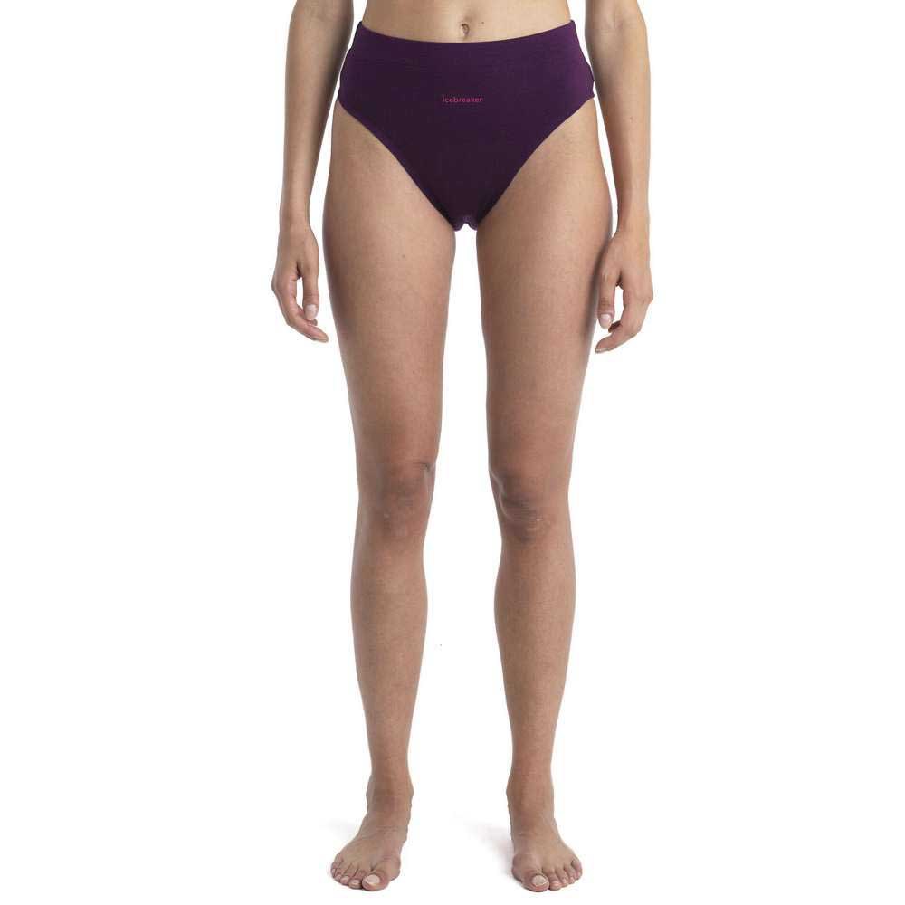 icebreaker queens high cut merino bikini bottom violet l femme
