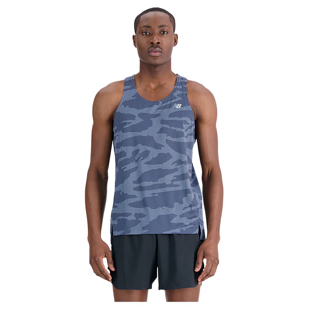 new balance printed accelerate sleeveless t-shirt bleu xl homme