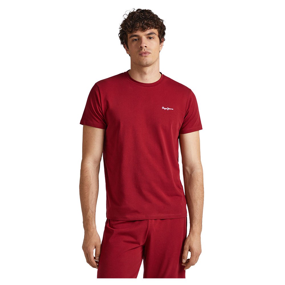 pepe jeans solid tshirt short sleeve t-shirt pyjama rouge l homme