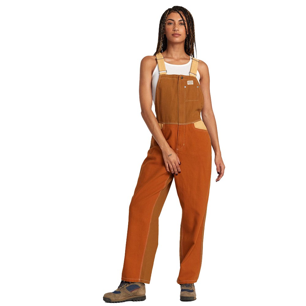 rvca trader overall jumpsuit marron 30 femme
