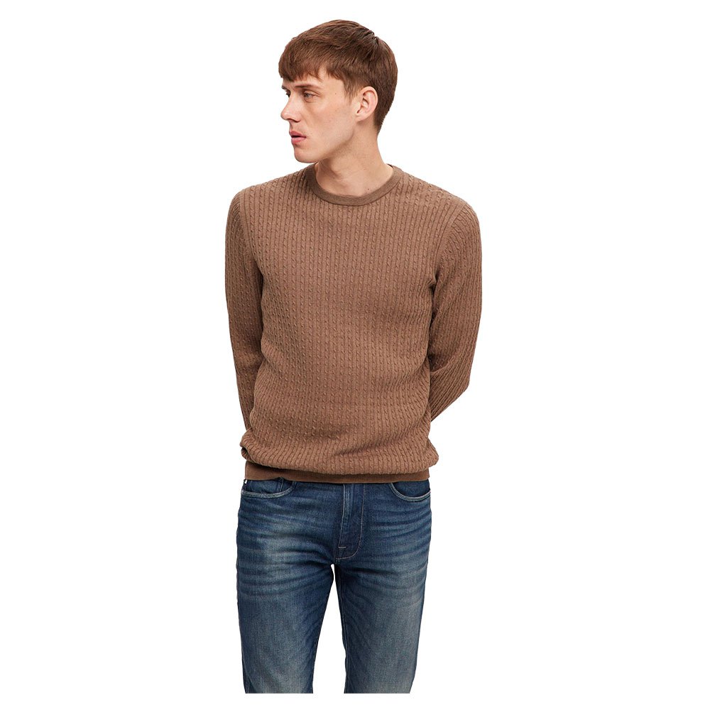 selected berg sweater marron m homme