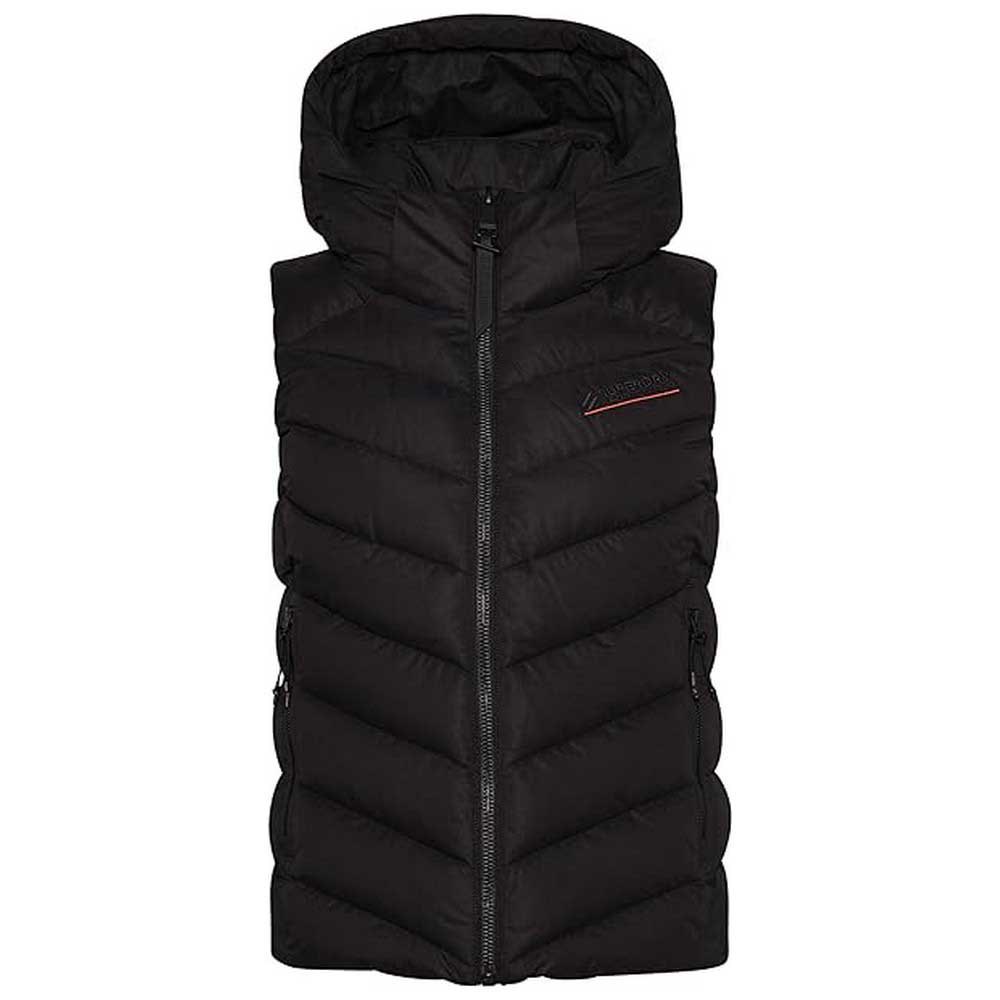 superdry microfibre padded vest noir 2xs femme