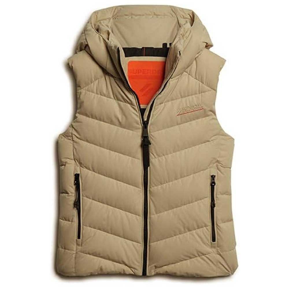superdry microfibre padded vest beige 2xs femme