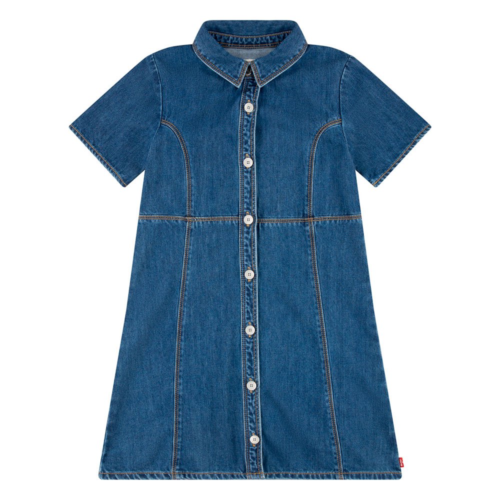 levi´s ® kids button front denim short sleeve short dress bleu 24 months fille