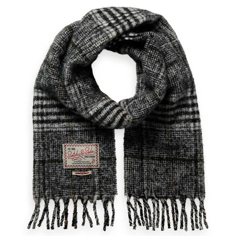 scotch & soda boucle check scarf gris  homme