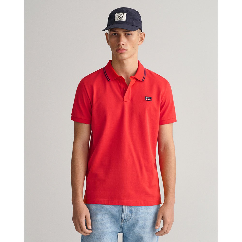 gant contrast collar short sleeve polo rouge l homme