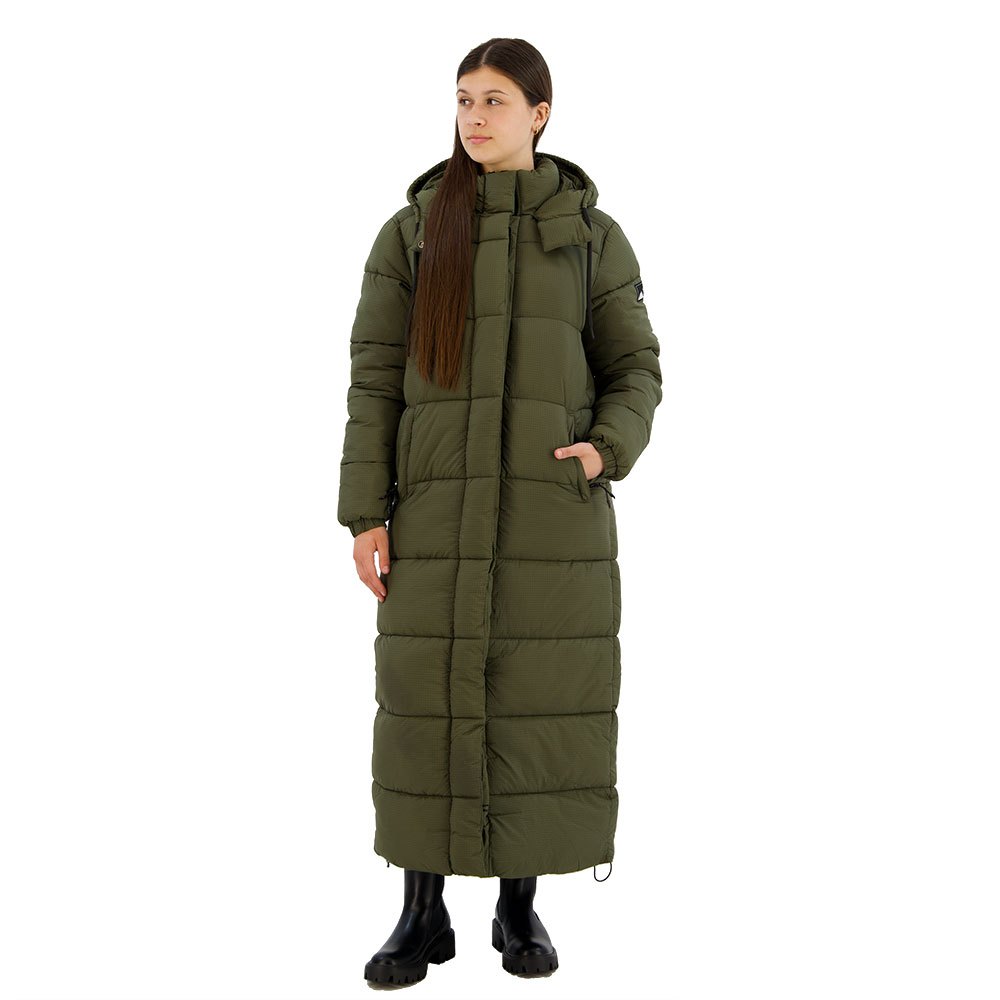 superdry ripstop longline puffer jacket vert xs femme