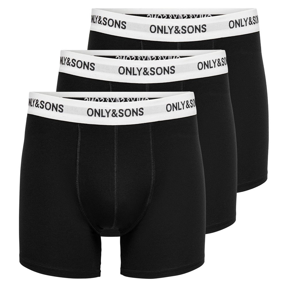 only & sons fitz solid boxer 3 units noir 2xl homme