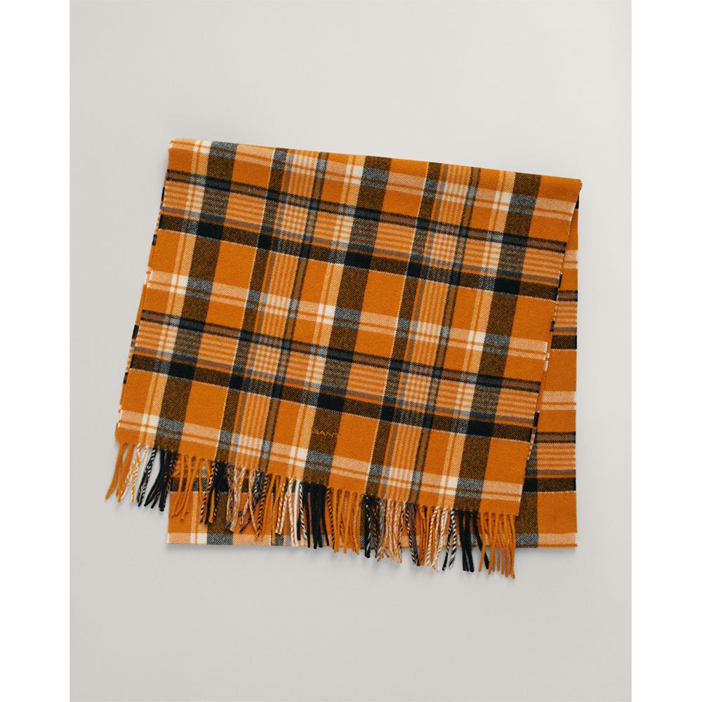 gant muticolor plaid woven scarf orange  homme