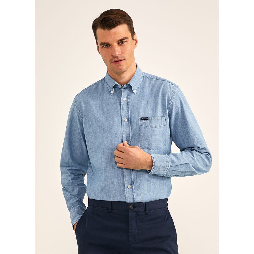 façonnable clb bd jean long sleeve shirt bleu 2xl homme