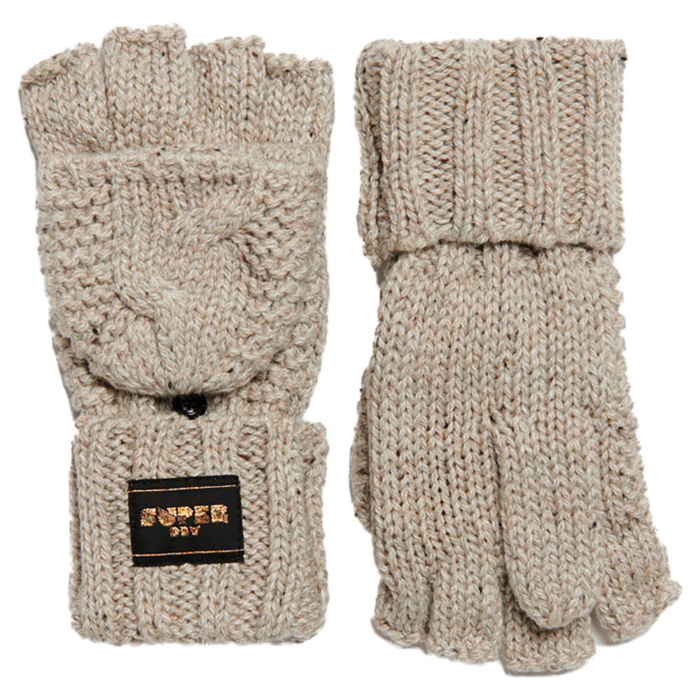 superdry cable knit gloves beige  homme