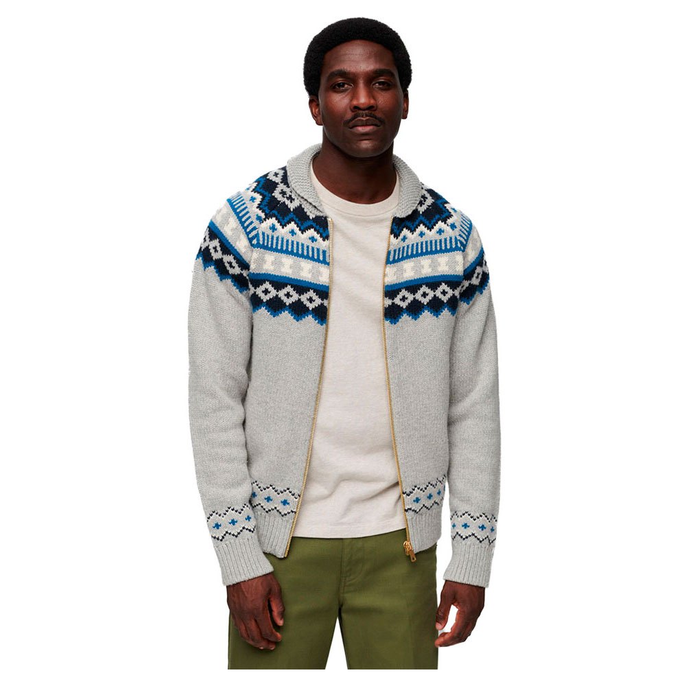 superdry through knit cardigan gris s homme