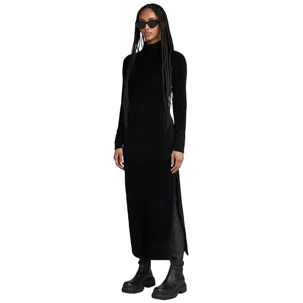 g-star velvet slit long sleeve short dress noir 2xs femme