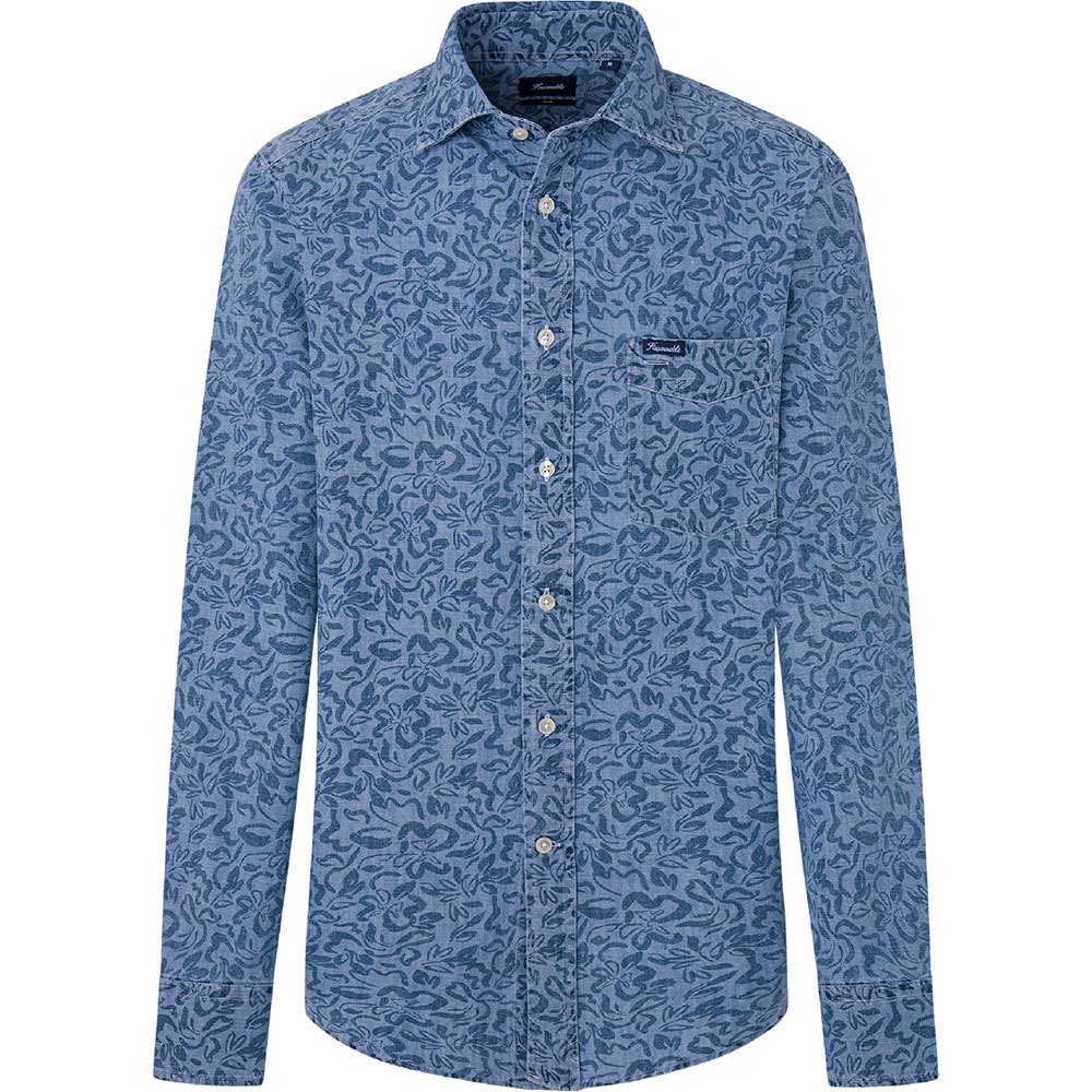 façonnable indigo flor long sleeve shirt bleu s homme