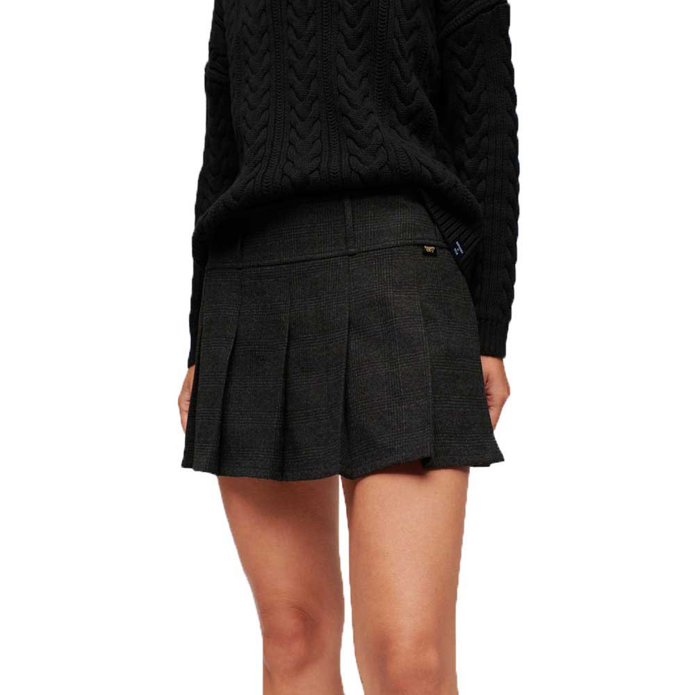 superdry low rise pleated mini skirt gris xs femme