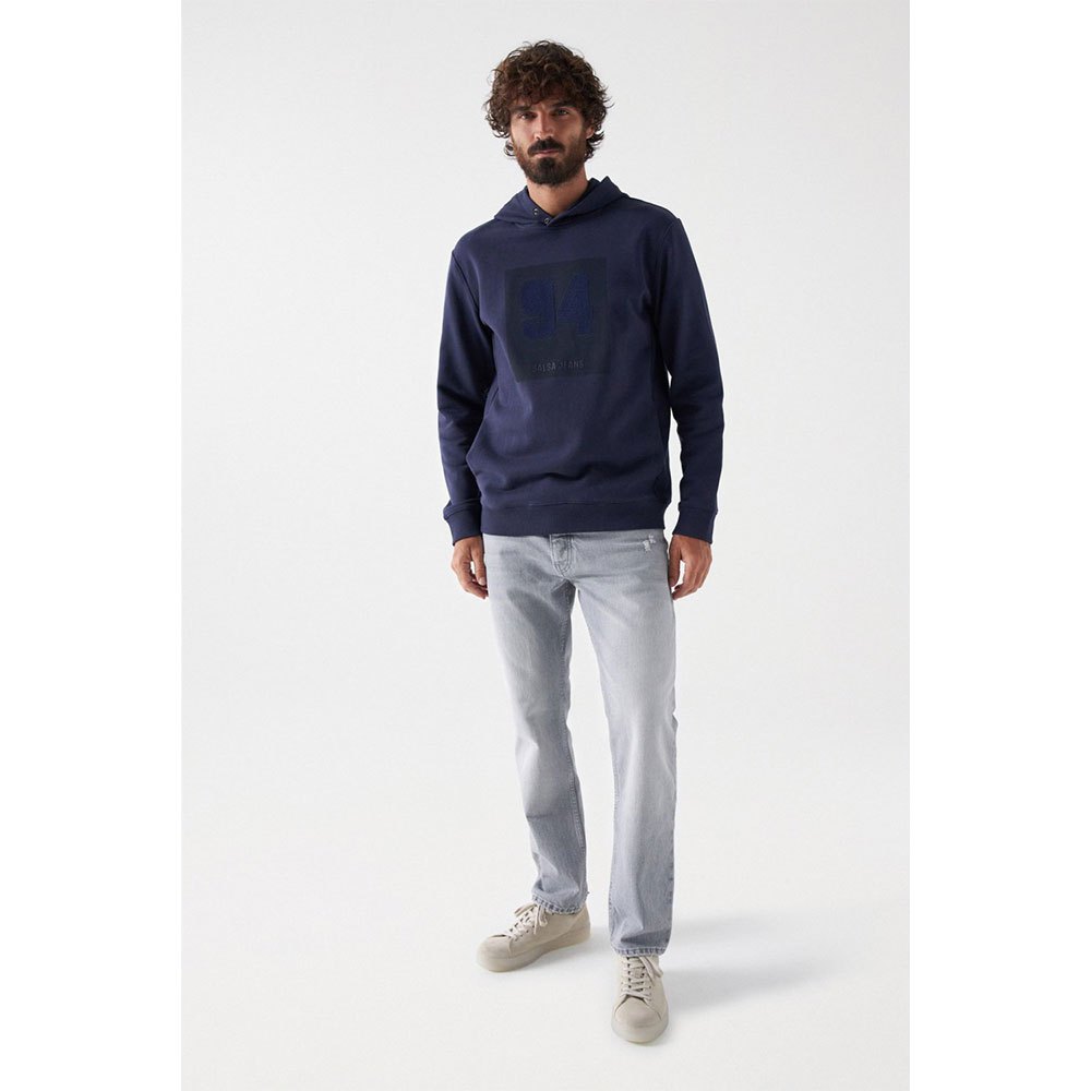 salsa jeans french terry hoodie bleu m homme