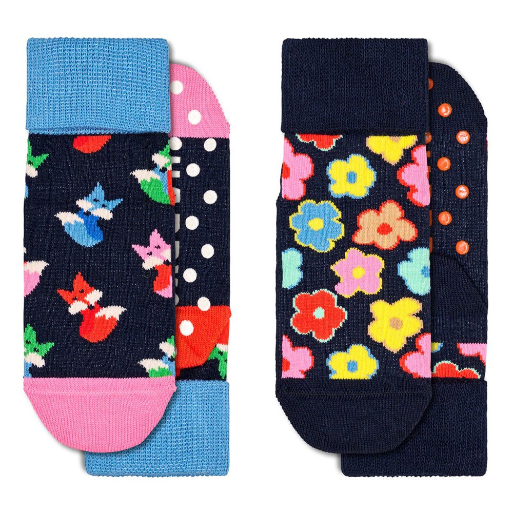 happy socks fox & flowers kids anti slip socks 2 pairs multicolore eu 24-26