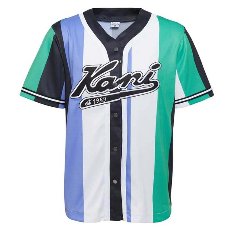 karl kani varsity striped baseball short sleeve t-shirt multicolore s homme