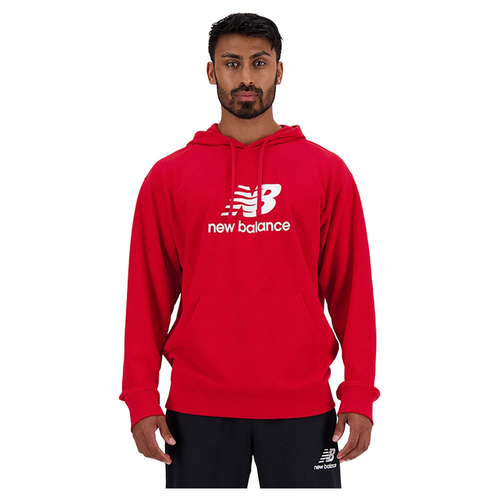 new balance sport essentials french terry logo hoodie rouge s homme