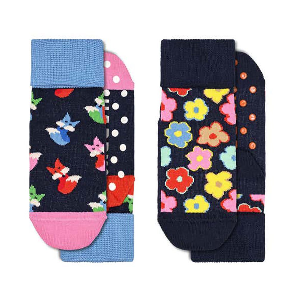 happy socks fox & flowers kids anti slip socks 2 pairs multicolore eu 20-22