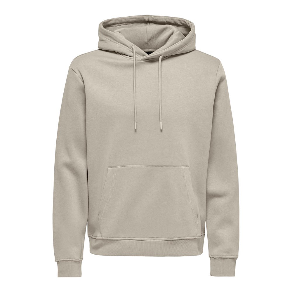 only & sons connor reg hoodie beige m homme