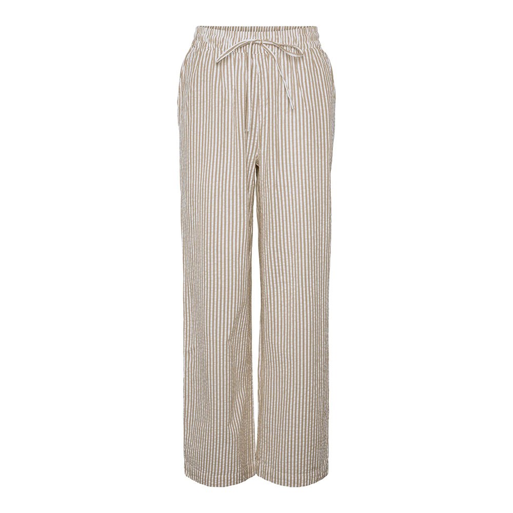 pieces sally loose string fit high waist pants beige xs femme