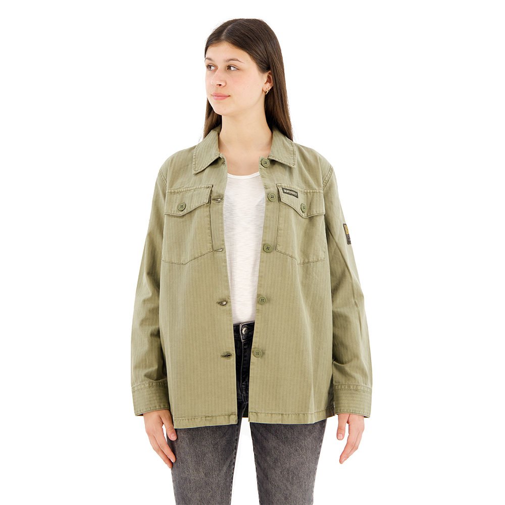 superdry military overshirt beige xs femme