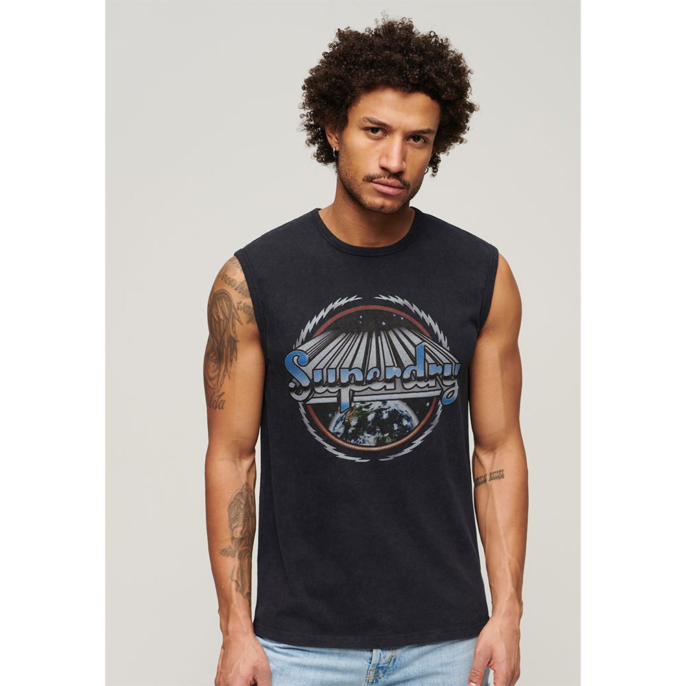 superdry rock graphic band sleeveless t-shirt noir 2xl homme