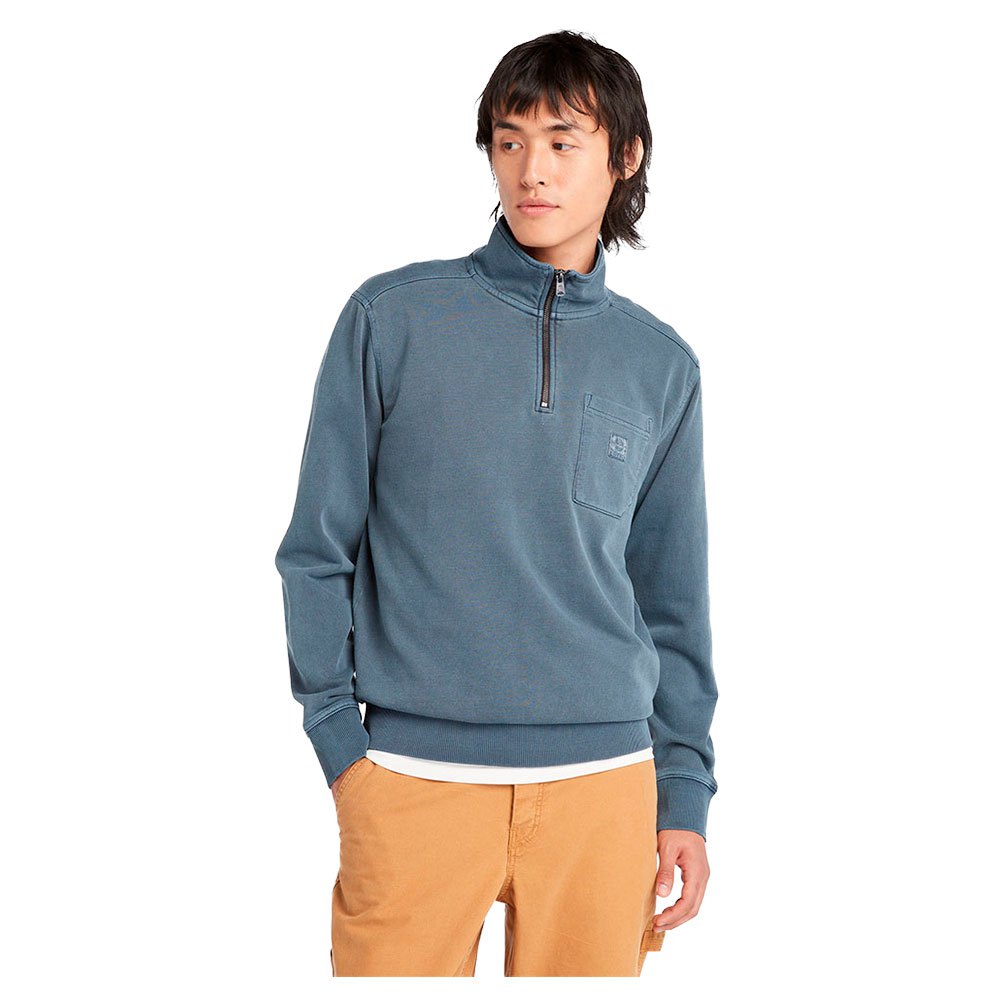 timberland merrymack river garment dye half zip sweatshirt bleu xl homme