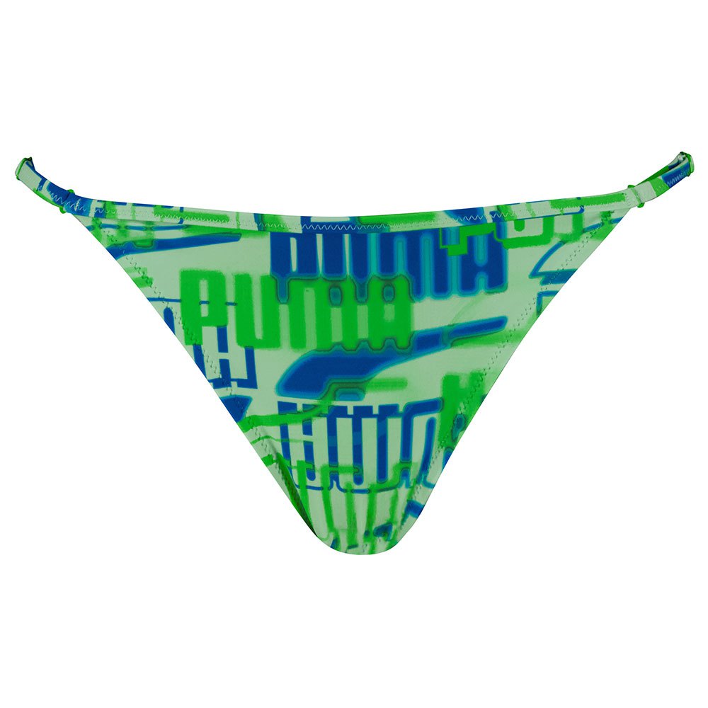 puma swim printed side strap bikini bottom vert xs femme