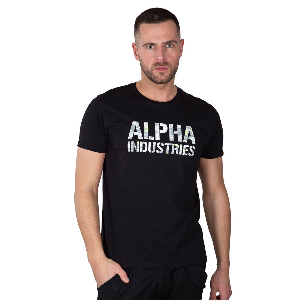 alpha industries camo print short sleeve t-shirt refurbished noir m homme