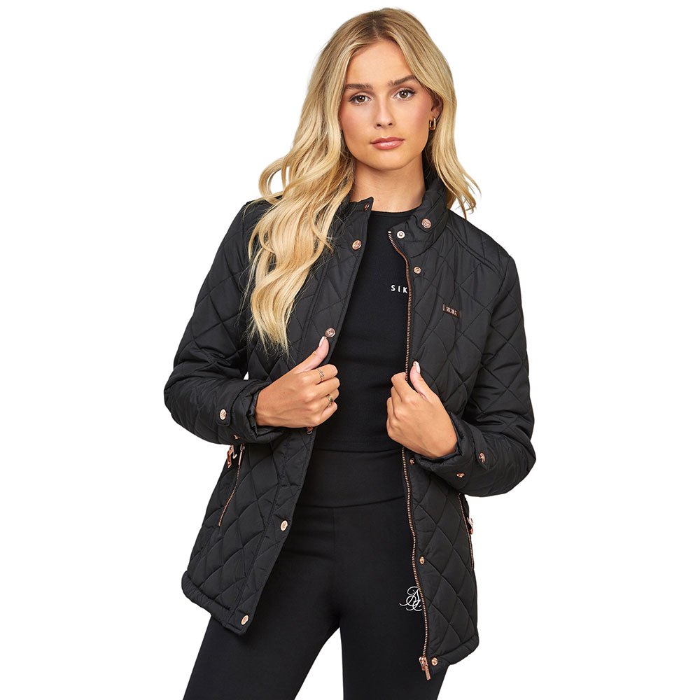siksilk belted quilted jacket noir 2xs femme