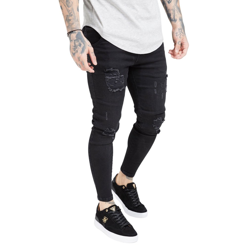 siksilk essential distressed skinny jeans  2xl homme