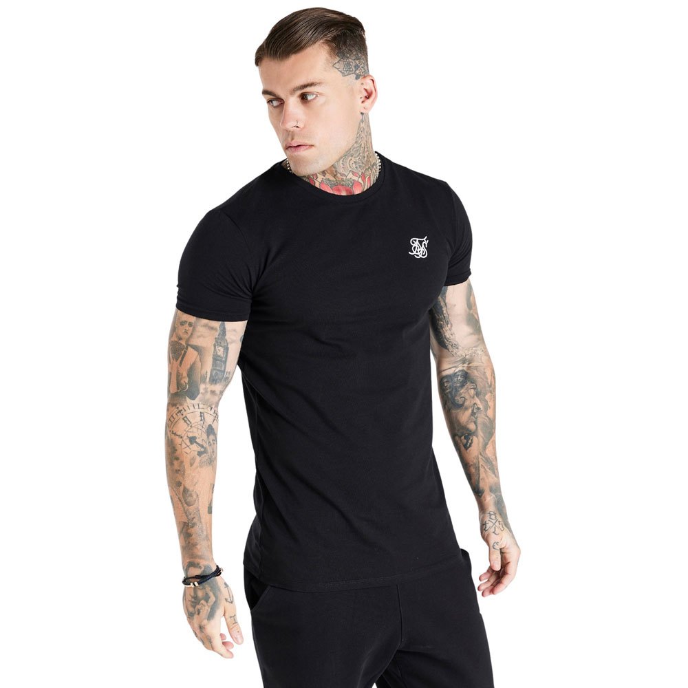 siksilk essential muscle fit short sleeve t-shirt noir s homme