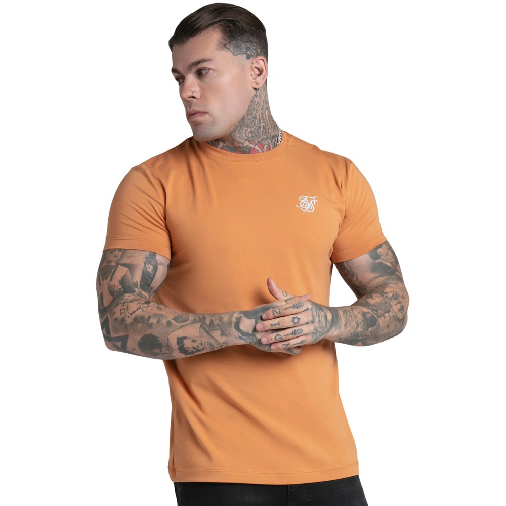 siksilk muscle fit short sleeve t-shirt orange l homme