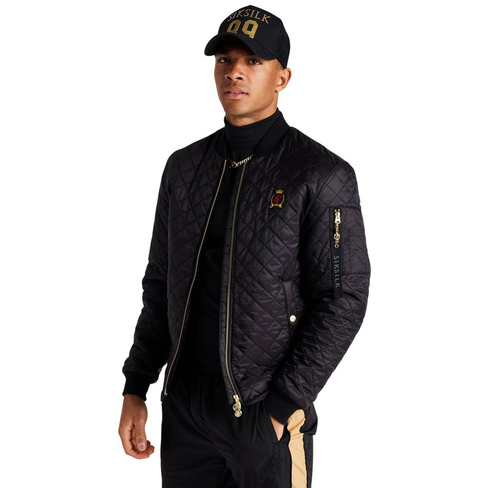 siksilk quilted jacket noir xs homme