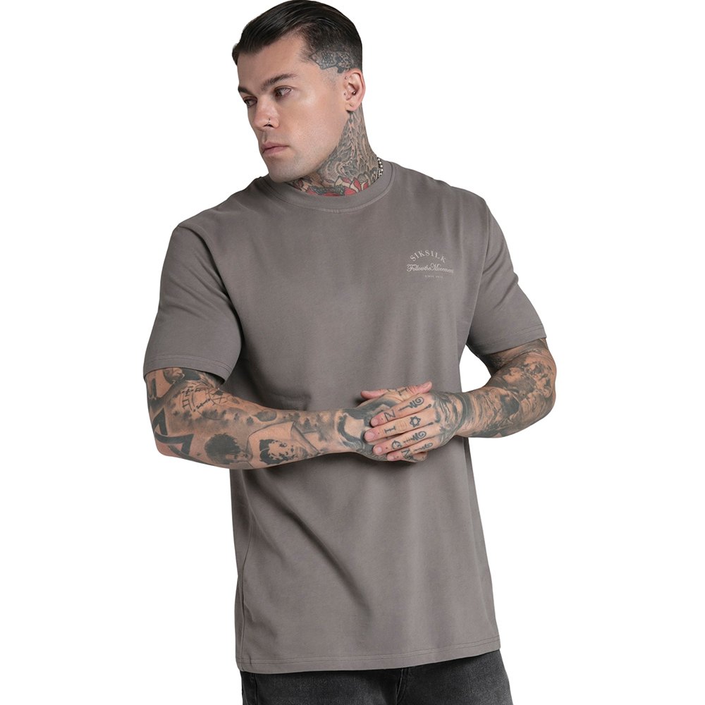 siksilk relaxed fit short sleeve t-shirt gris l homme