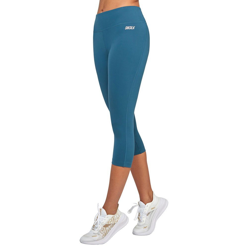 siksilk sports essential capri leggings bleu xs femme