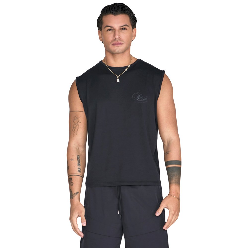 siksilk relaxed logo short sleeve t-shirt noir xl homme