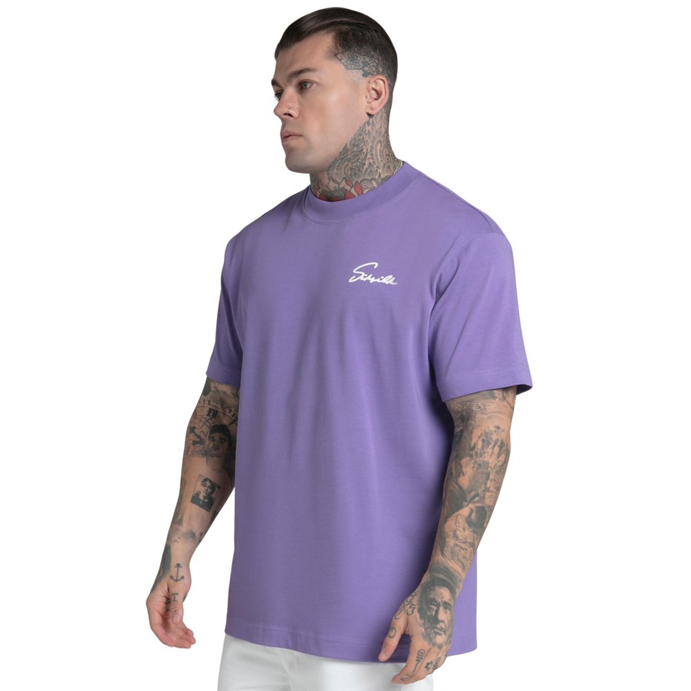 siksilk script short sleeve t-shirt violet 2xl homme