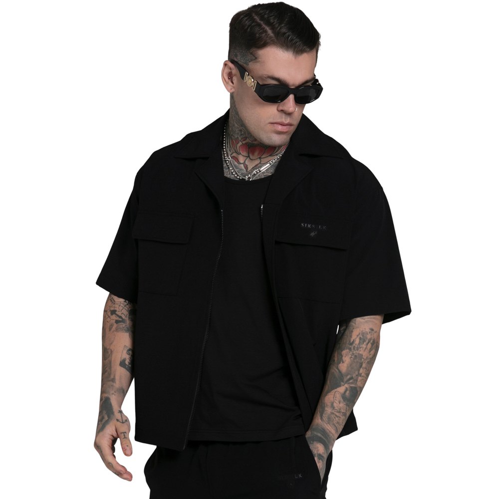 siksilk utility short sleeve shirt noir xl homme
