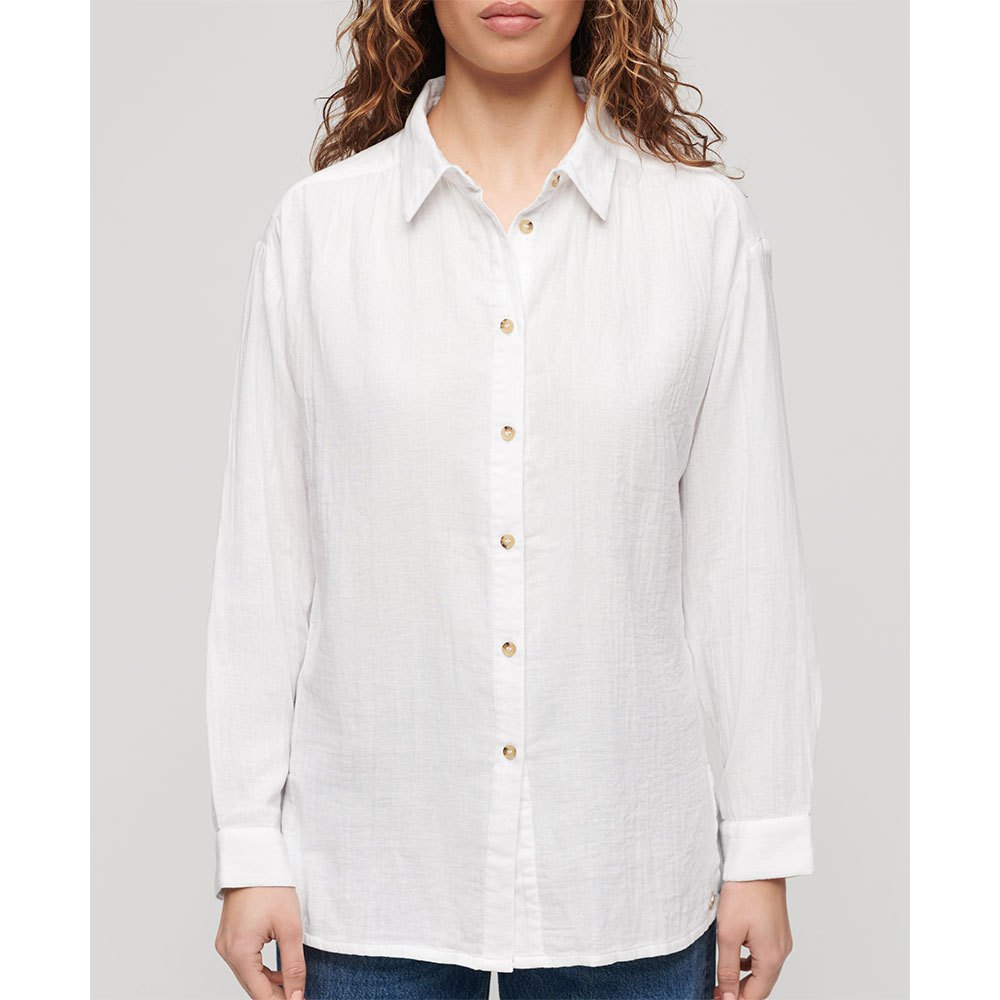 superdry longline long sleeve shirt blanc 2xs femme
