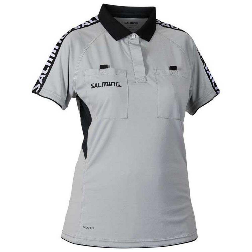 salming referee short sleeve polo shirt gris s femme