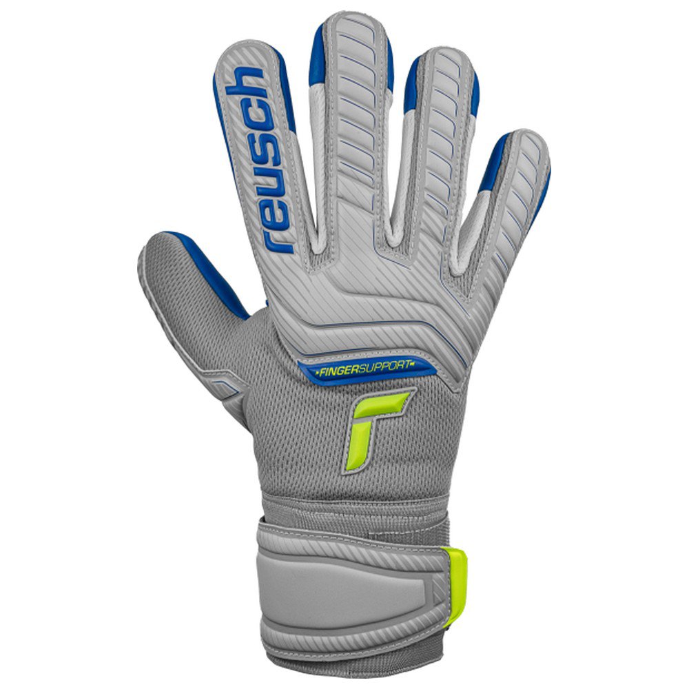 reusch attrakt grip evolution finger support goalkeeper gloves gris 10